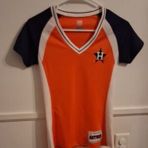 Women's Houston Astros Orange and Navy Jersey Top